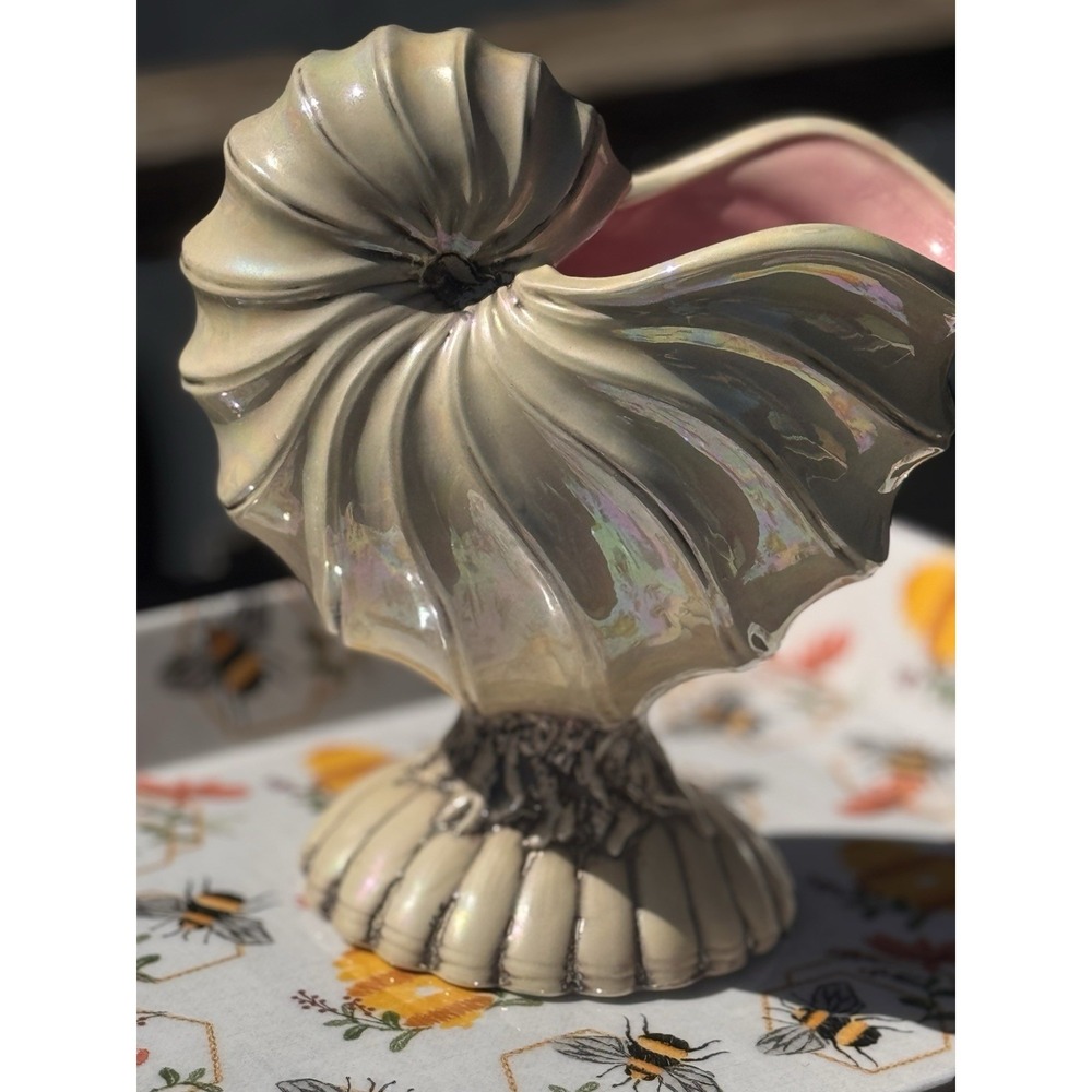 Vintage Lusterware Seashell Planter Porcelain Large No Chips Gorgeous Iridescent - Picture 2 of 6